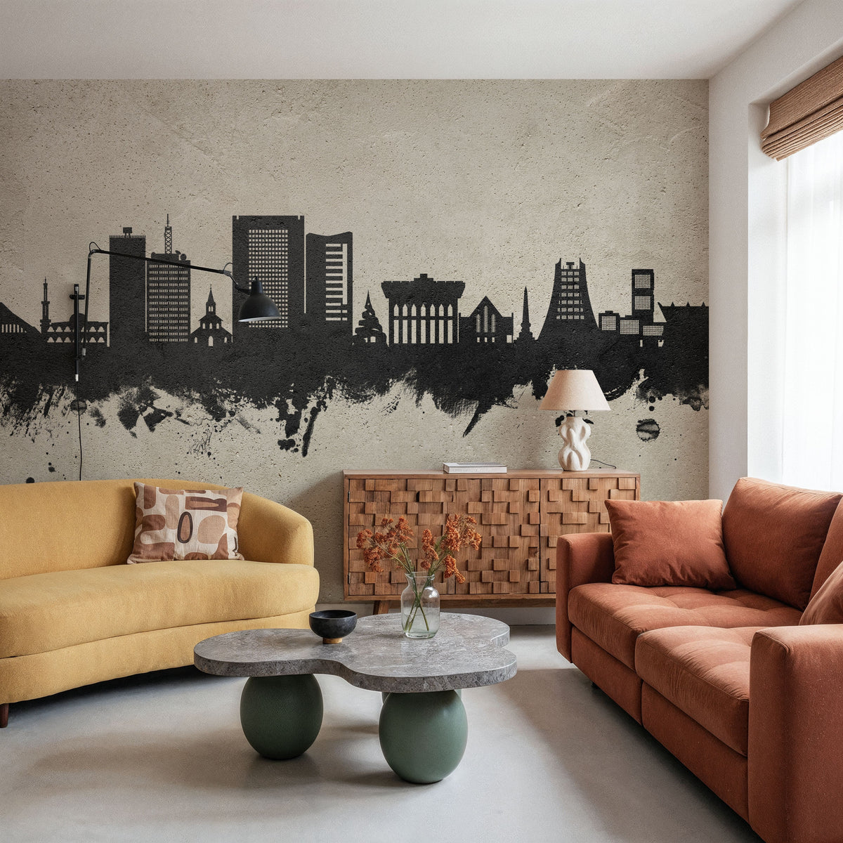 Yaoundé Cameroon Skyline Concrete Mural Wallpaper - room preview 05