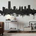 Oklahoma City Skyline Black & White Mural Wallpaper - room preview 05