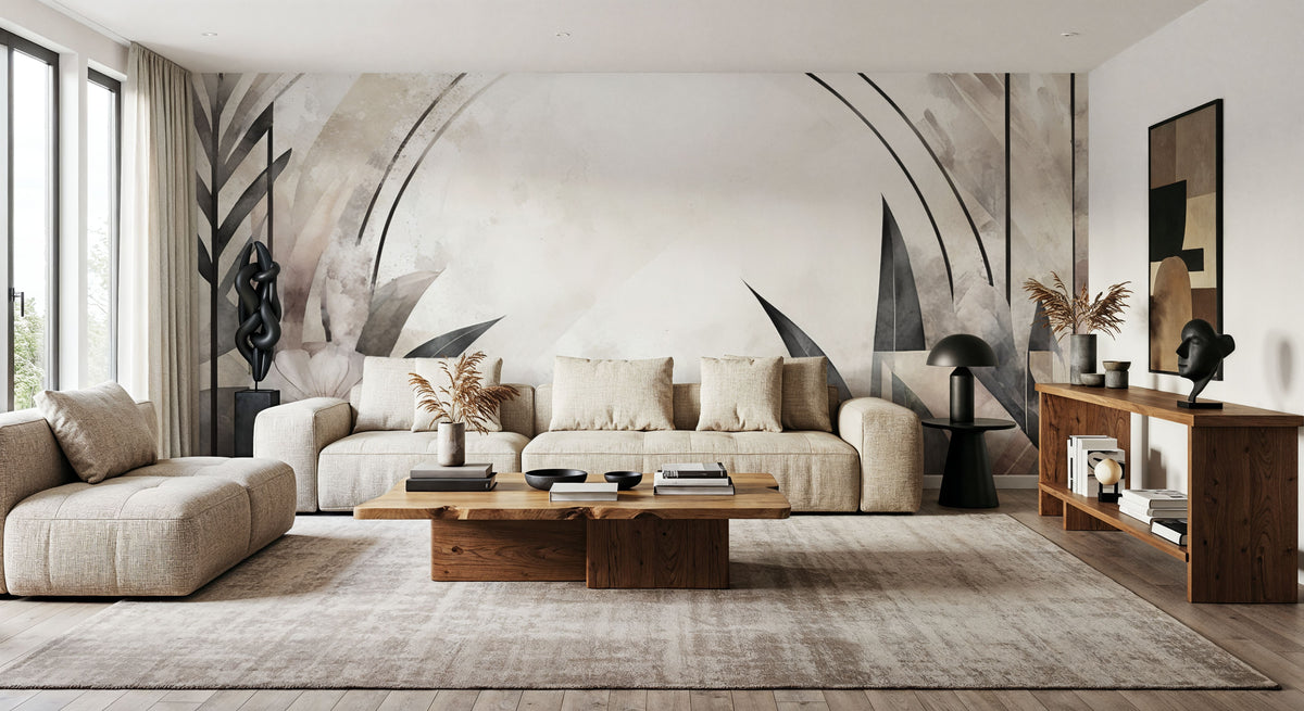 Floral Abstract Soft Mural Wallpaper - room preview 05