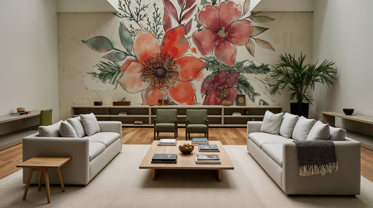 Festive Blooms VII Mural Wallpaper - room preview 05