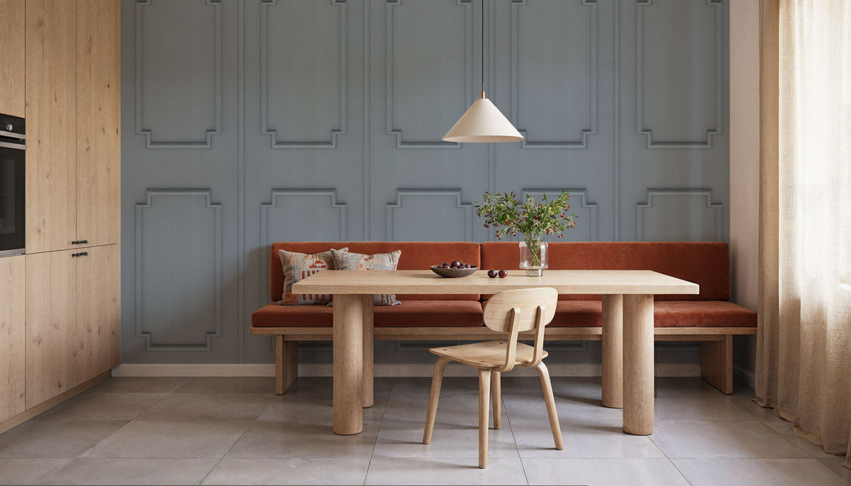 Faux Wall Panel Moulding, Stone Mural Wallpaper - room preview 05