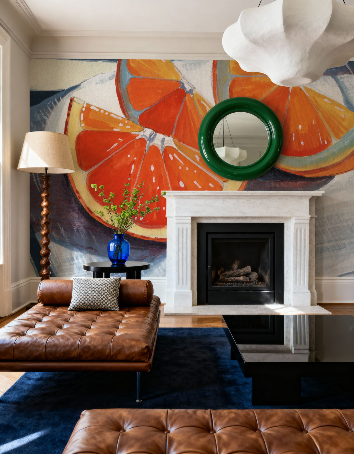 Oranges Catching the Light Mural Wallpaper - room preview 05