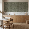 Cottege Peonies, Forest Green Mural Wallpaper - room preview 05
