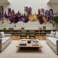 Halifax Canada Skyline Purple & Gold Mural Wallpaper - room preview 05