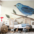 Blue Paper Bird Mural Wallpaper - room preview 05