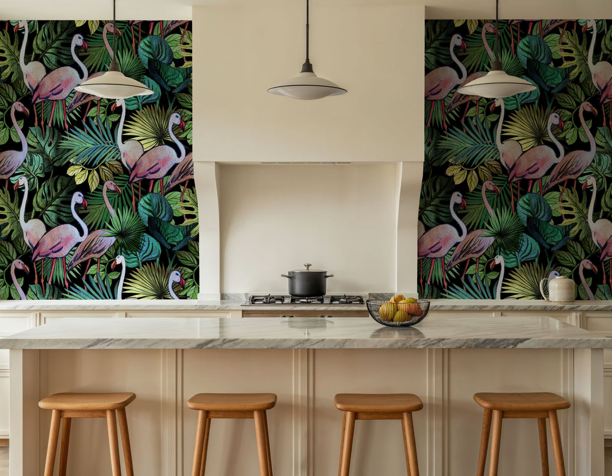 Flamingo Oasis Mural Wallpaper - room preview 05