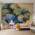 Summer Hydrangea Blue Pot Mural Wallpaper - room preview 05