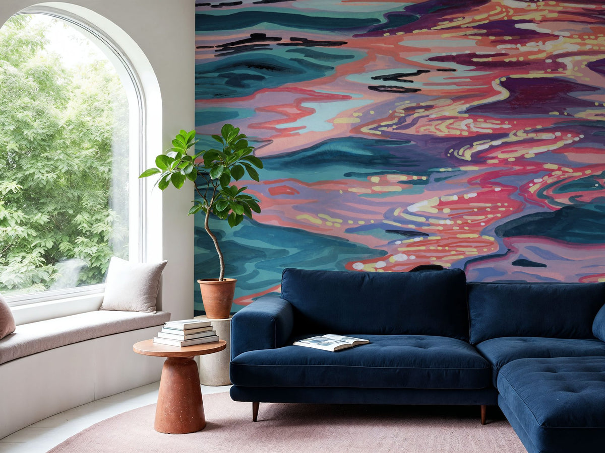 Sunset Reflections on Water Mural Wallpaper - room preview 05