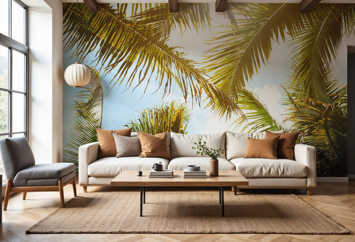Looking Through Palm Leaves Mural Wallpaper - room preview 05