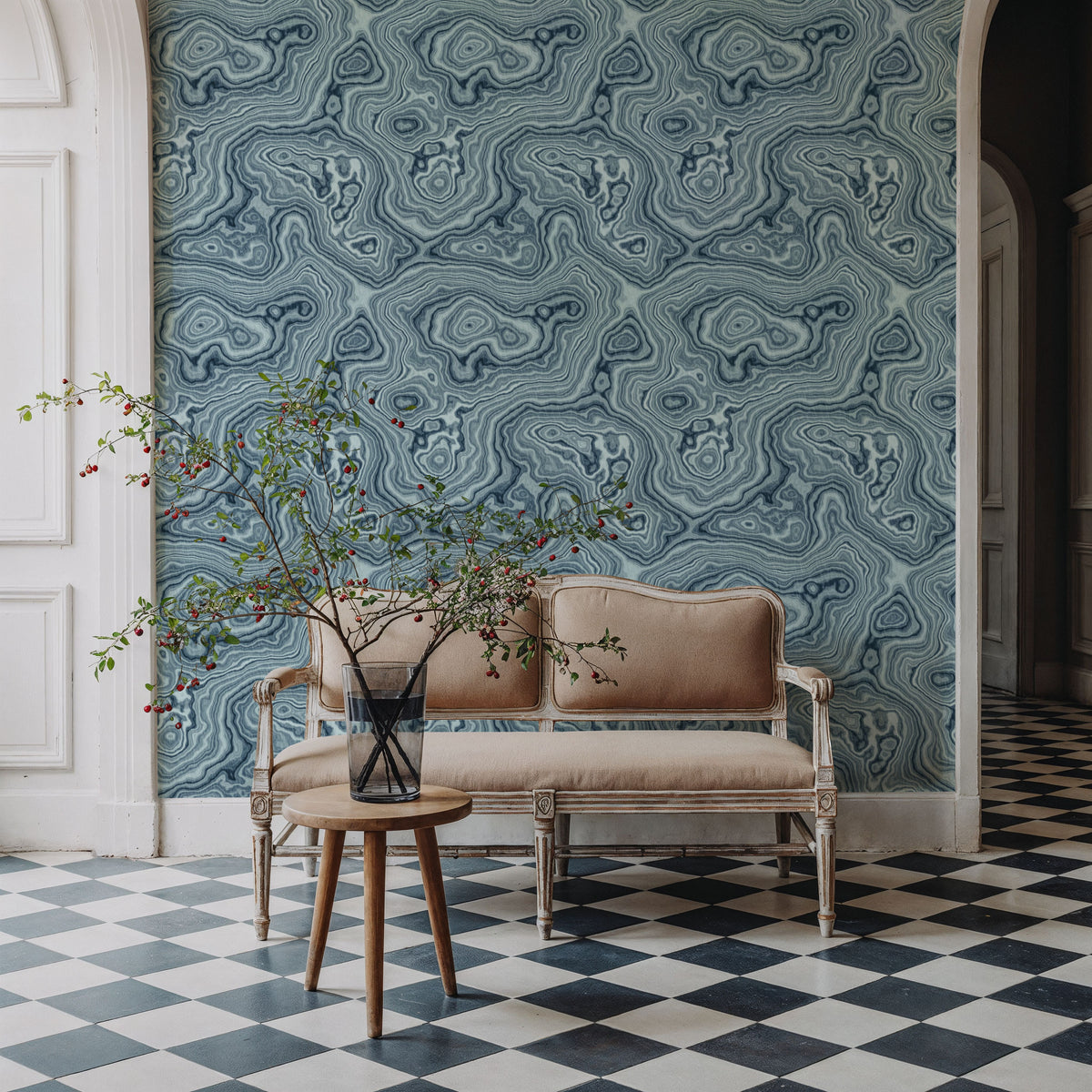 Root Wood, Blue Mural Wallpaper - room preview 05