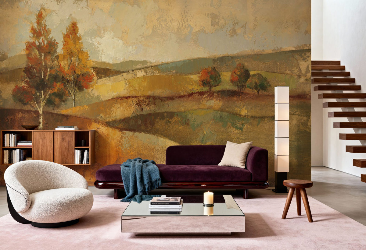 Autumn Hills Mural Wallpaper - Red Tone - room preview 05