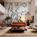Bird Harmony, Gray Mural Wallpaper - room preview 05