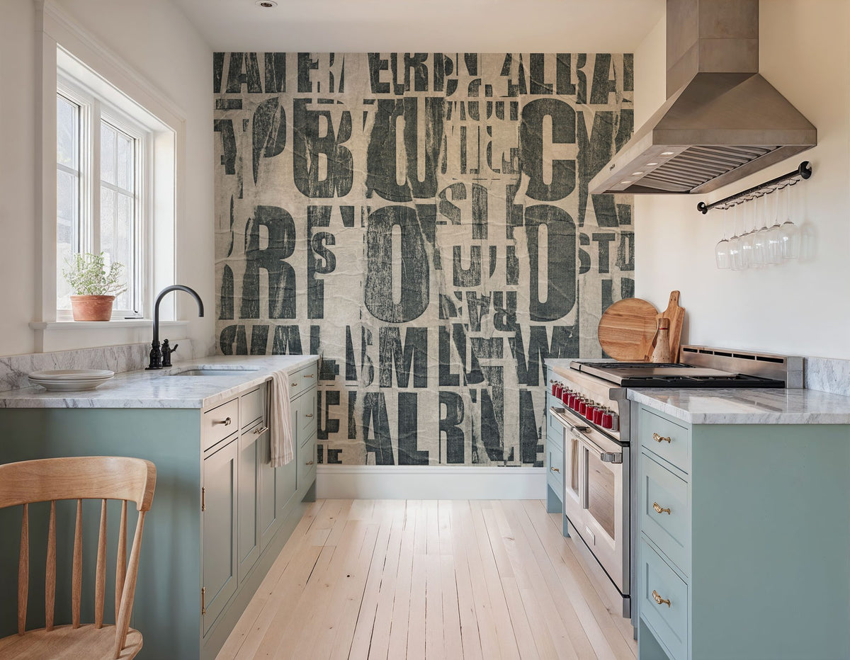 Dwellpaper Letterpress Vintage Newspaper Collage Mural Wallpaper image 5
