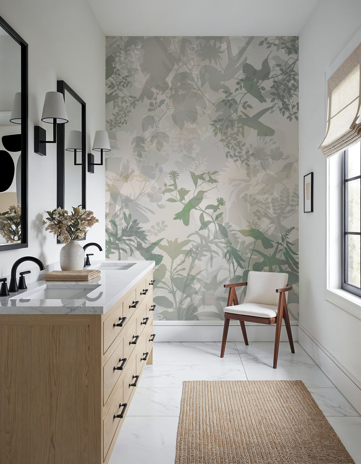 Watermark Birds Mural Wallpaper - Neutral Tone - room preview 05
