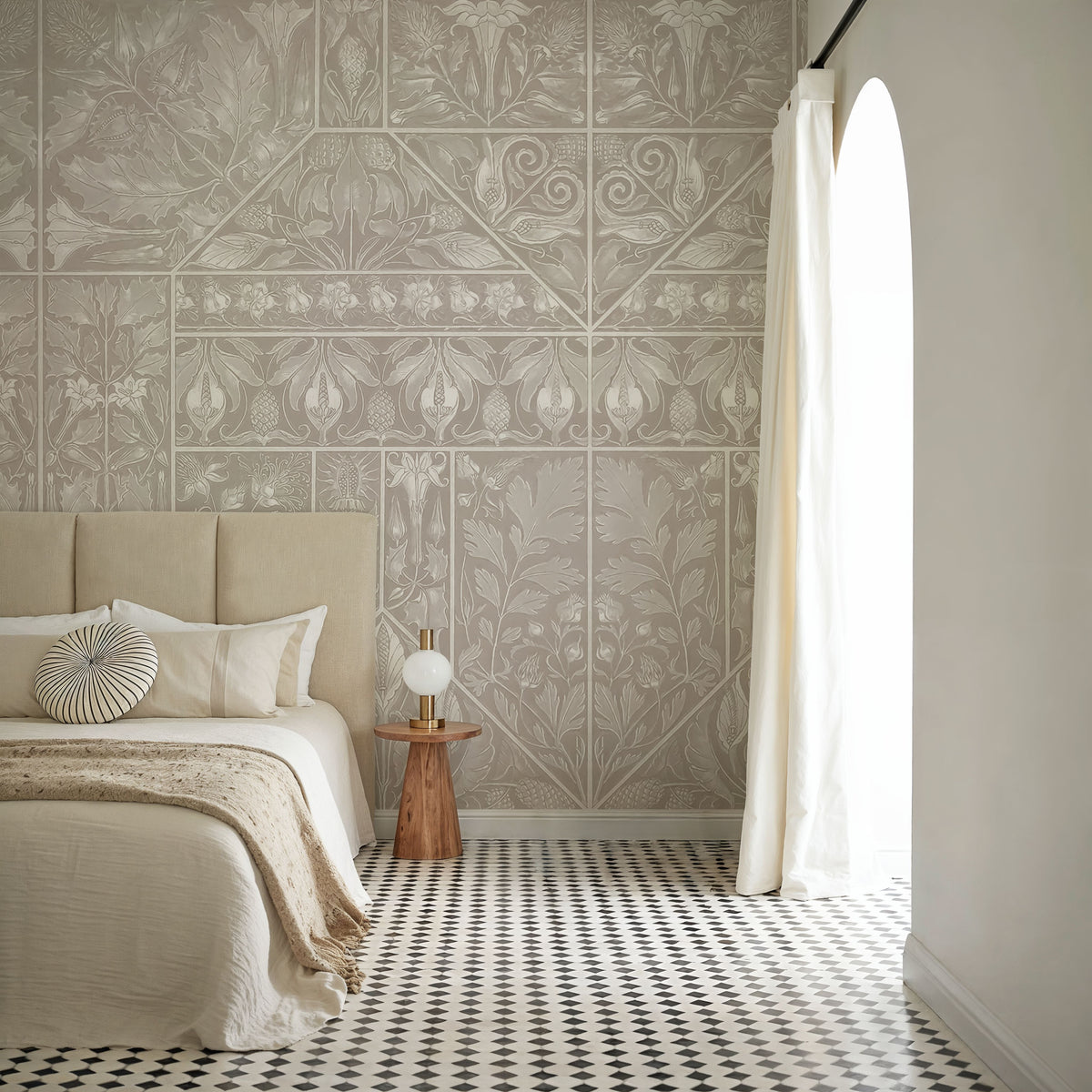 Floral Mood Beige Mural Wallpaper - room preview 05