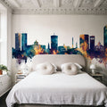 Lexington Kentucky Skyline Blue & Bronze Mural Wallpaper - room preview 05
