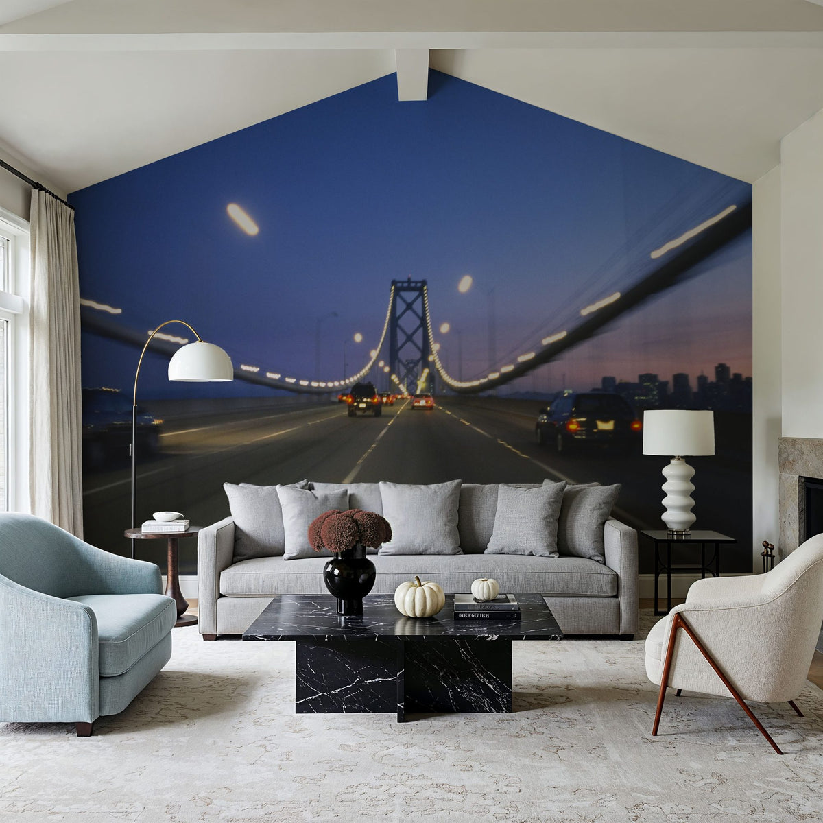 Twilight Bridge Crossing Mural Wallpaper - room preview 05