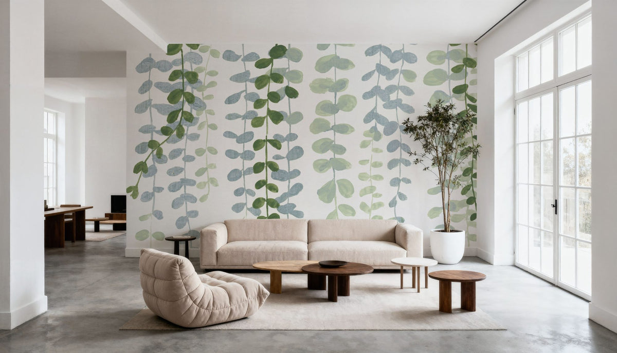 Cascade in Green Mural Wallpaper - room preview 05