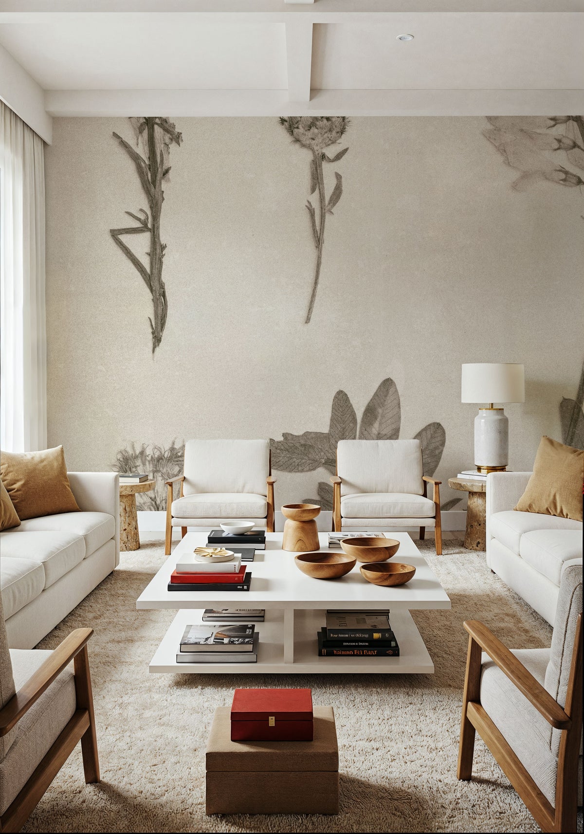 Wildflower Journal IX Sepia Mural Wallpaper - room preview 05