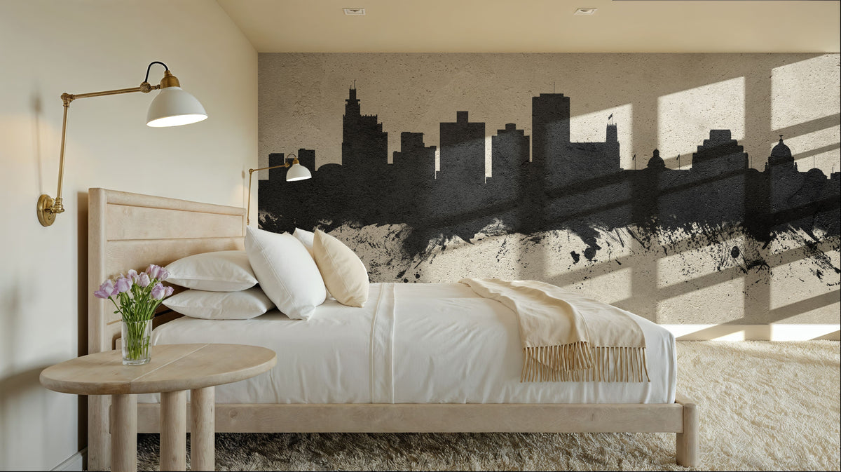 Jackson Mississippi Skyline Concrete Mural Wallpaper - room preview 05