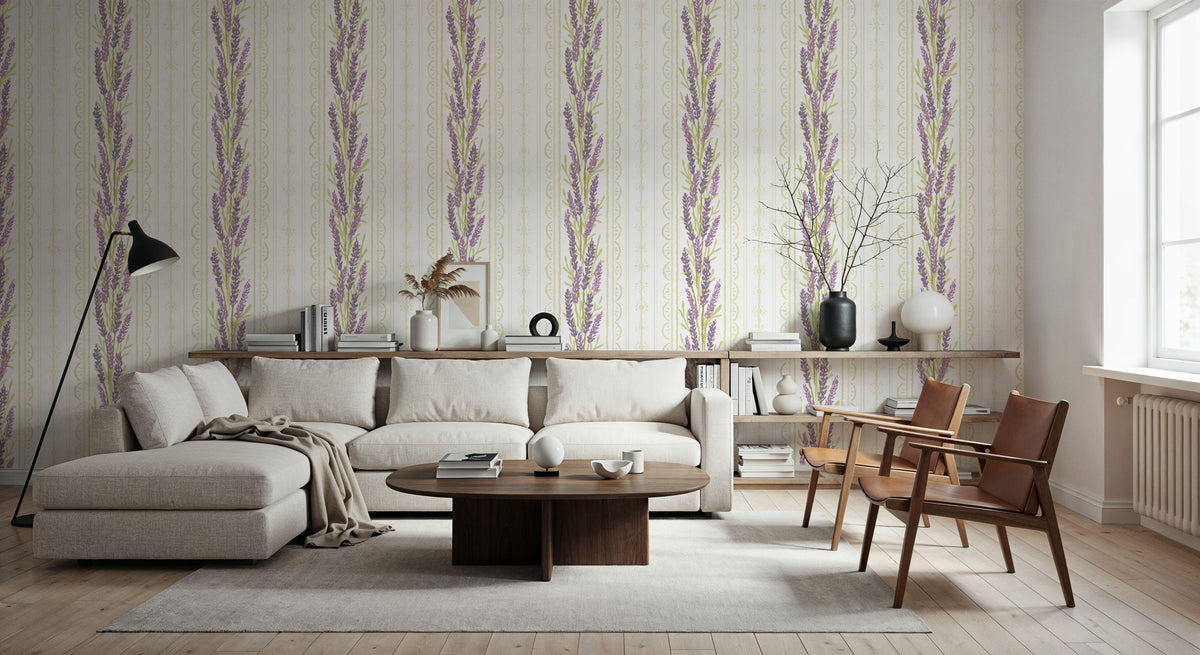 Lavender Curtain Mural Wallpaper - room preview 05