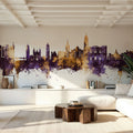 Málaga Spain Skyline Purple & Gold Mural Wallpaper - room preview 05