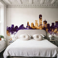 Dallas Skyline Purple & Gold Mural Wallpaper - room preview 05