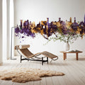 Isle of Wight England Skyline Purple & Gold Mural Wallpaper - room preview 05