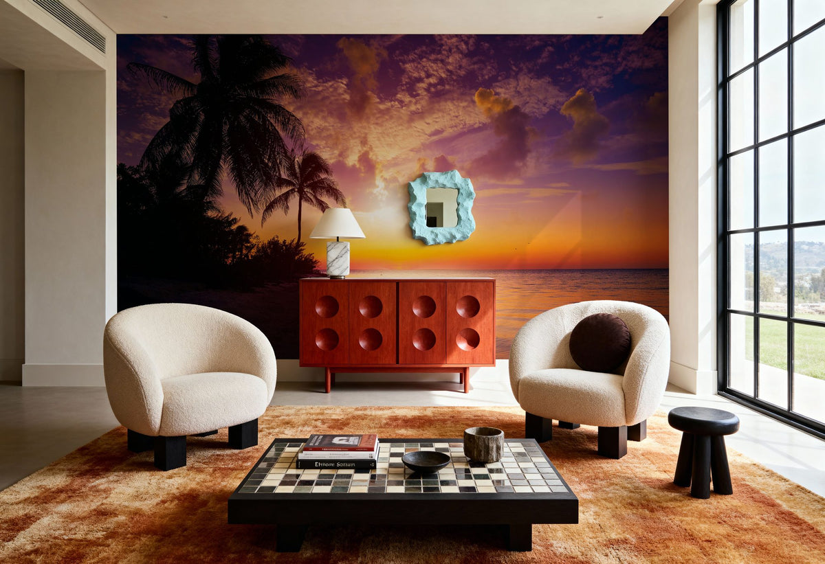 Tropical Twilight Silhouette Mural Wallpaper - room preview 05