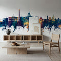 Washington DC Skyline Blue & Bronze Mural Wallpaper - room preview 05