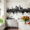Montevideo Uruguay Skyline Black & White Mural Wallpaper - room preview 05