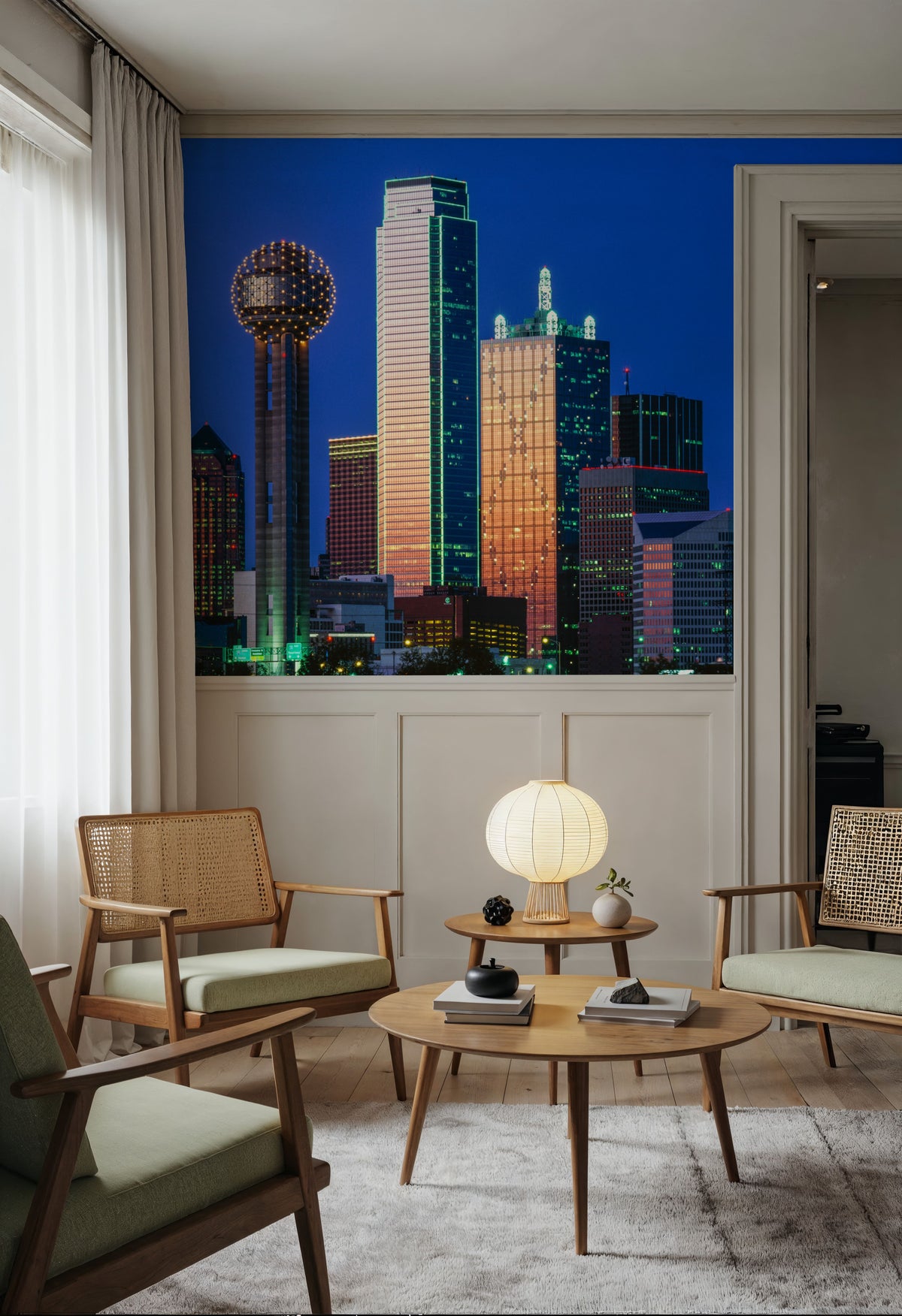 Cobalt Metropolis Mural Wallpaper - room preview 05