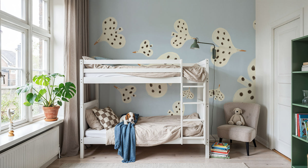 Birds Flying High, Light Blue Mural Wallpaper - room preview 05