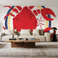 Kitschy Coastal Crab Mural Wallpaper - room preview 05