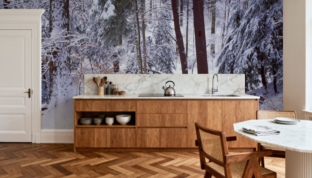 Winter's Passage Snow Mural Wallpaper - room preview 05