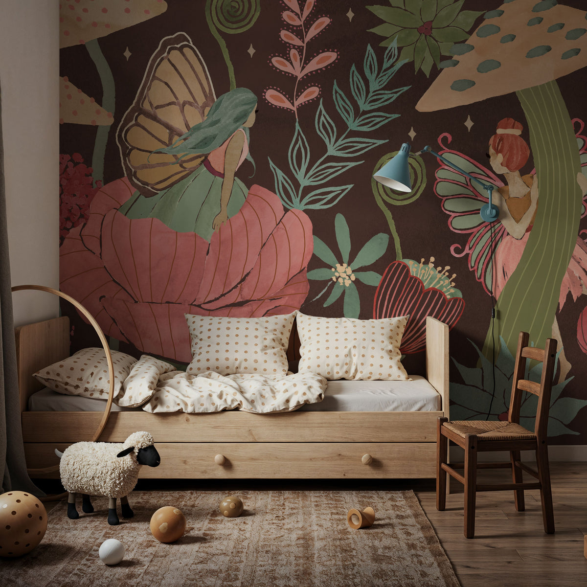Floralscape Fairies I Dark Mural Wallpaper - room preview 05