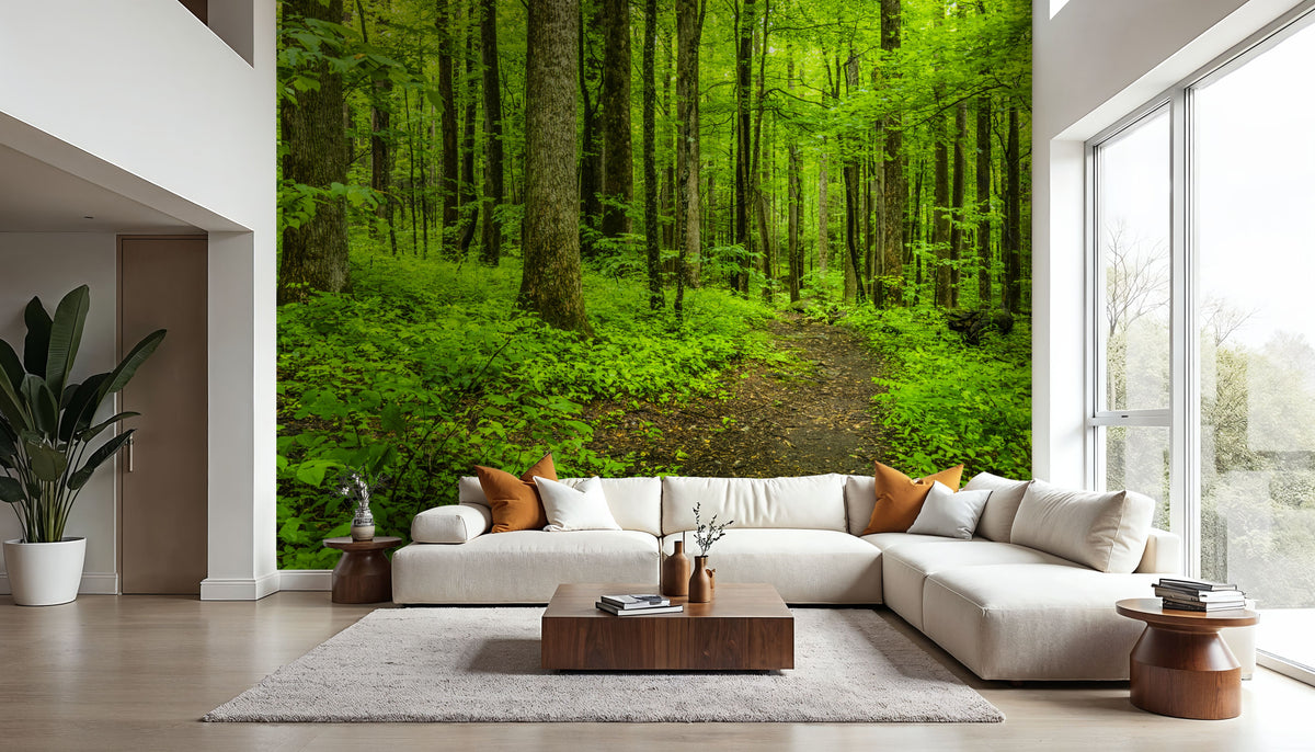 Emerald Woodland Path Mural Wallpaper - room preview 05