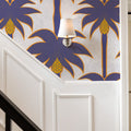 Graphic Palms, Violet Mural Wallpaper - room preview 05