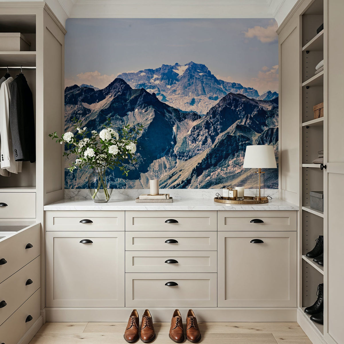 Vintage Look Mountain Top Mural Wallpaper - room preview 05
