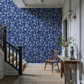 Sino Flowers Blue Mural Wallpaper - room preview 05