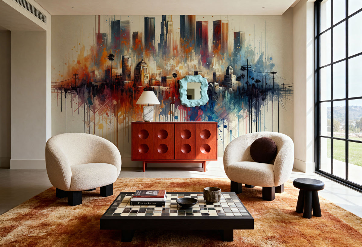 Watercolor Skyline II Mural Wallpaper - room preview 05