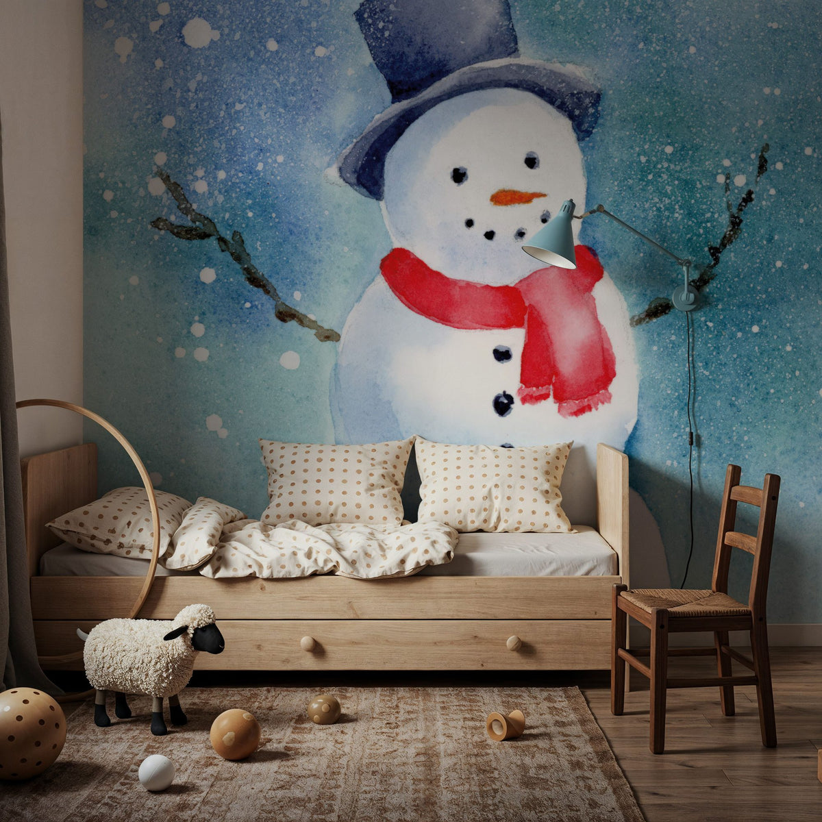 Happy Snowman Mural Wallpaper - room preview 05