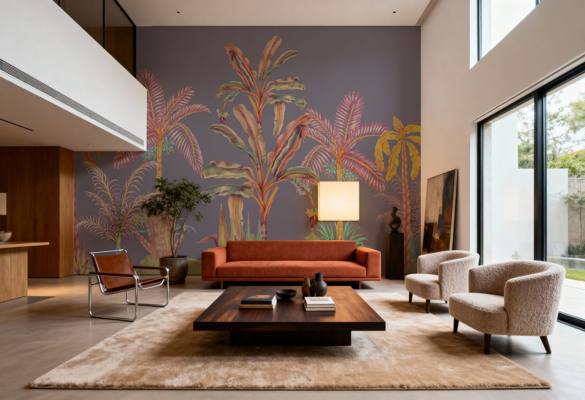 Colorful Jungle, Purple Mural Wallpaper - room preview 05