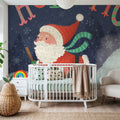 Skiing Santa Mural Wallpaper - room preview 05