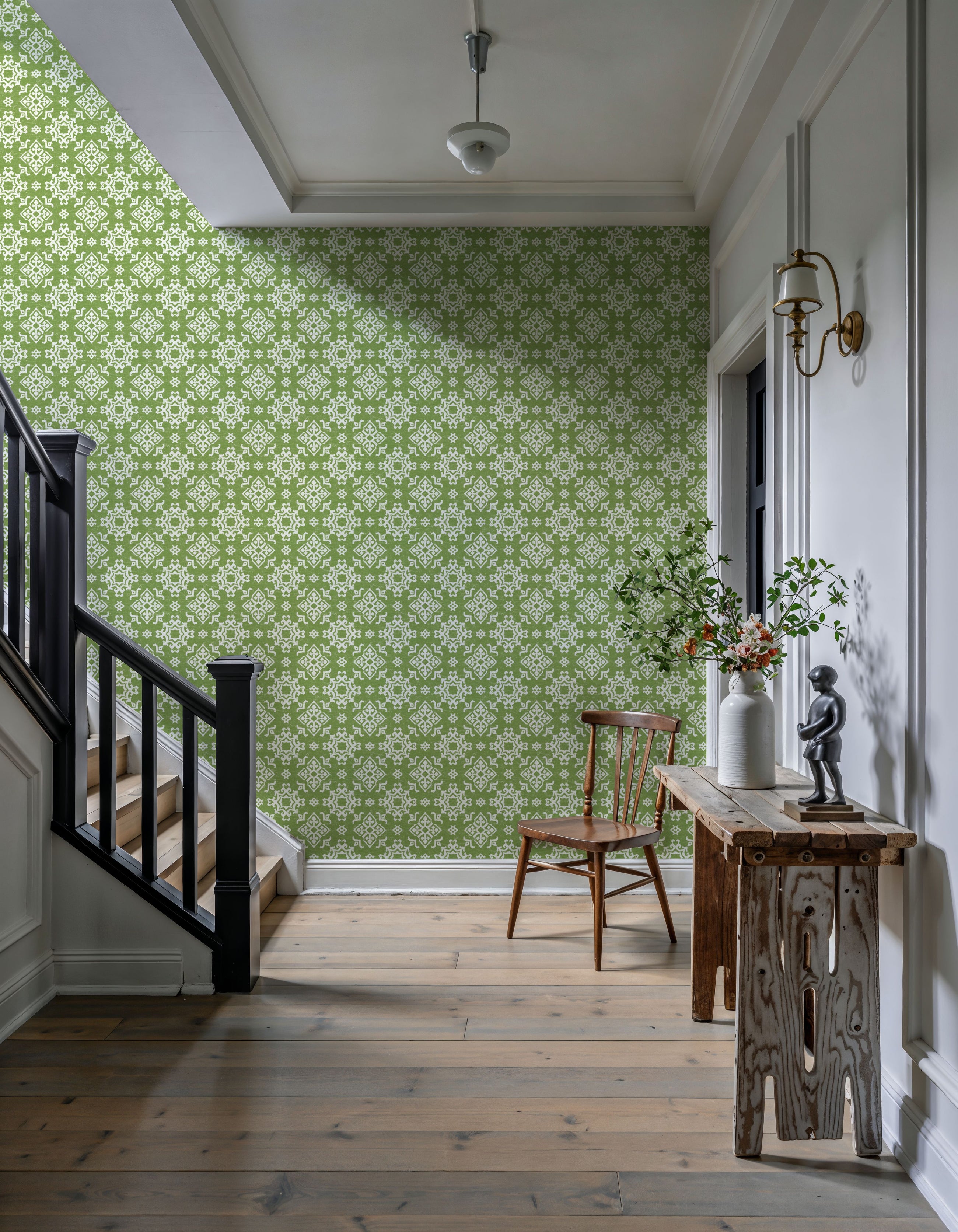 Atlantic Flakes Green Mural Wallpaper