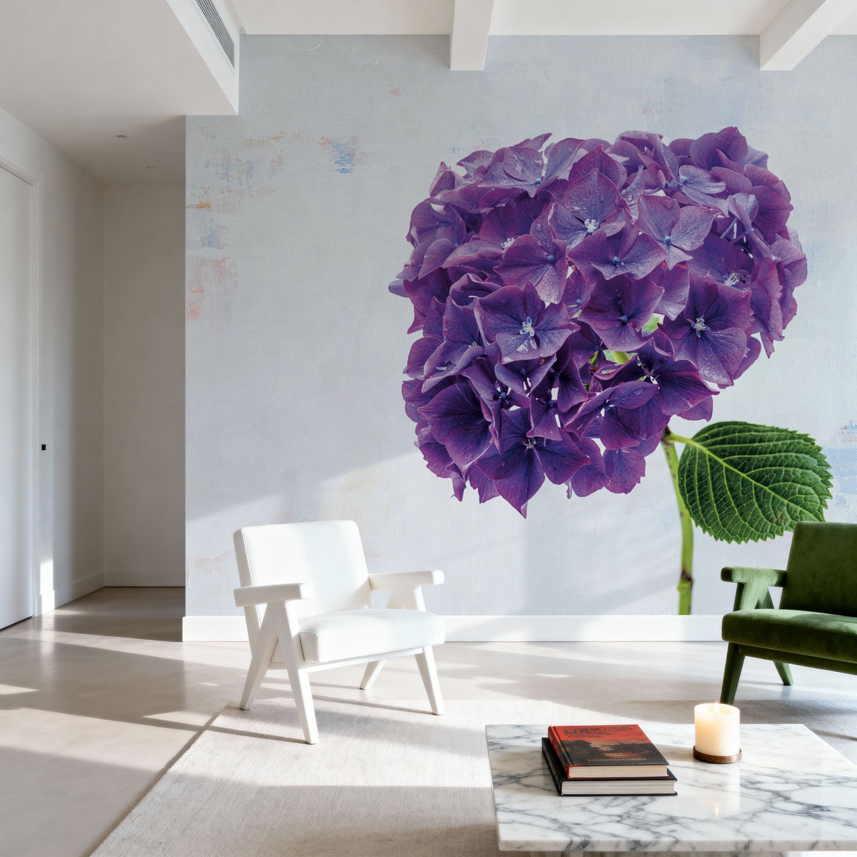 Bright Purple Hydrangea Mural Wallpaper - room preview 05