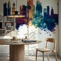 Frankfurt Skyline Blue & Bronze Mural Wallpaper - room preview 05