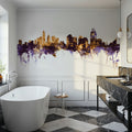 Cincinnati Ohio Skyline Purple & Gold Mural Wallpaper - room preview 05