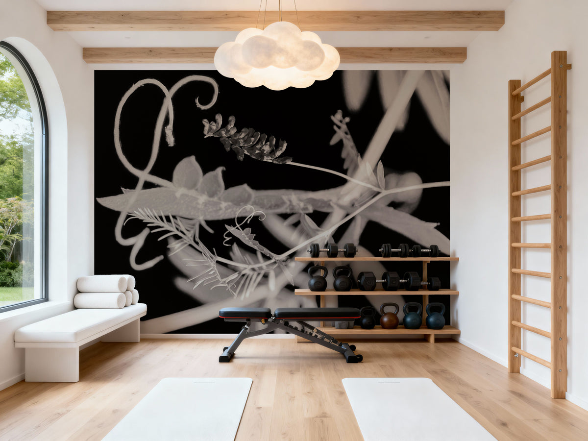 Flower Dreams BW II Mural Wallpaper - room preview 05