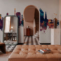 Durham North Carolina Skyline Blue & Bronze Mural Wallpaper - room preview 05